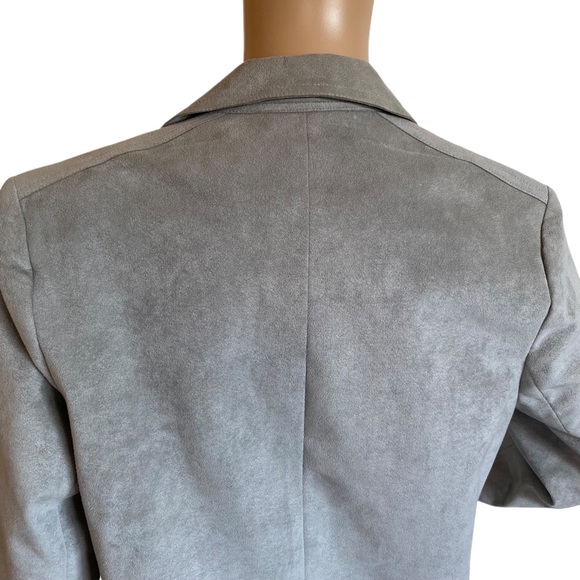 VINTAGE GINO ROSSI FOR WILSON GRAY SILVER ULTRA SUEDE BLAZER JACKET  SZ 8 - Picture 9 of 16